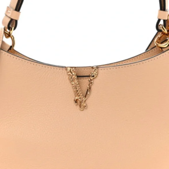 Versace Nude Calf Leather Small Hobo Shoulder Bag - Picture 7 of 9